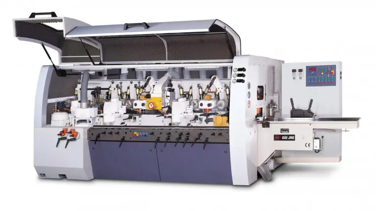 Gau Jing GNS Series Moulder with open safety guard, multiple spindle heads, and a control panel on a white background